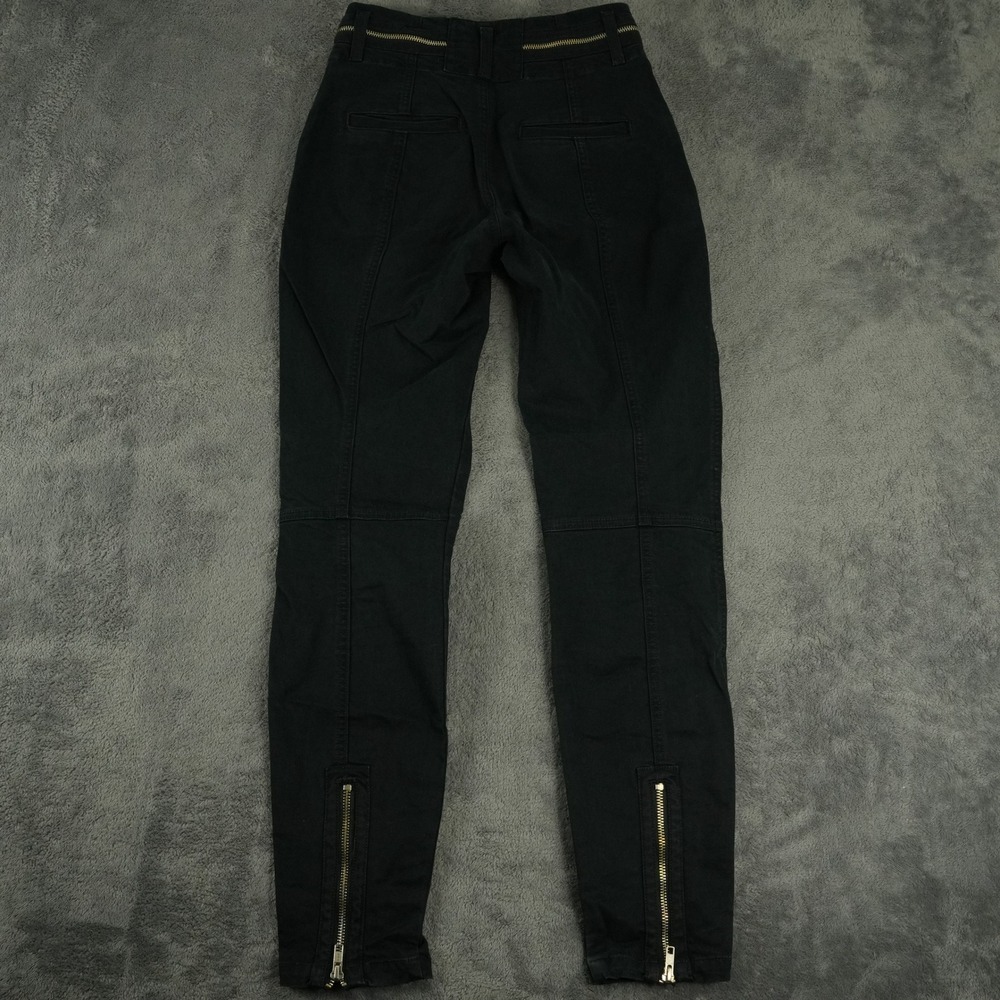 A.L.C. Ezra Twill Pants Womens 2 Black High Rise Button Fly Ankle Zip Skinny - Picture 3 of 10
